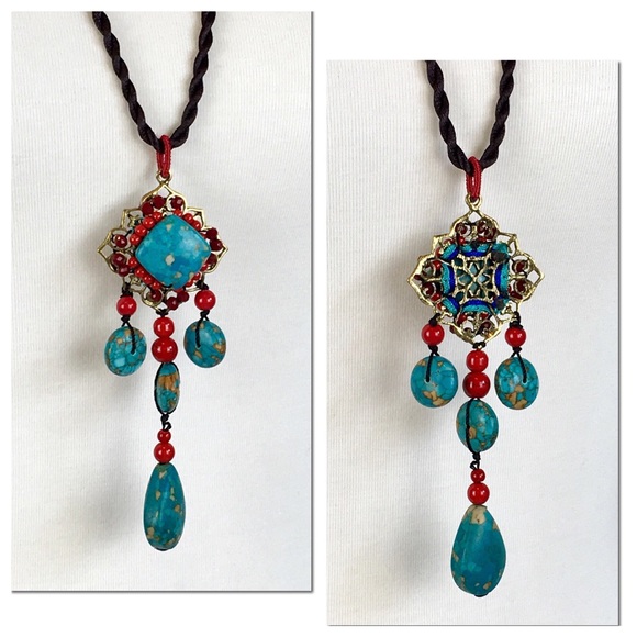 **TAKING DOWN** Boho Turquoise Statement Necklace - Picture 6 of 10